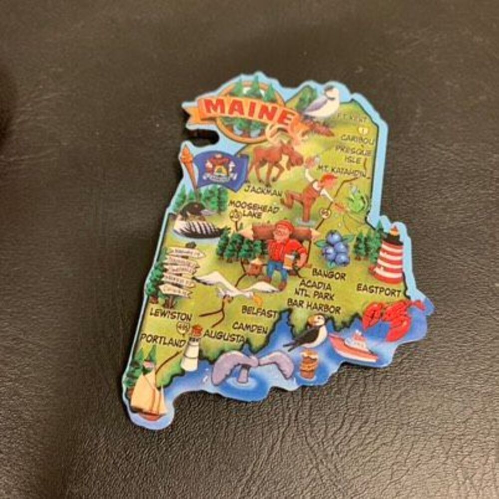 Maine State Wood Refrigerator Magnet